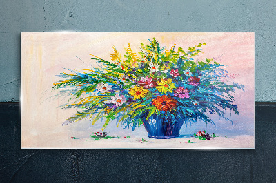 Tablou sticla Buchet de flori de primăvară într-o vază