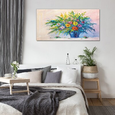 Tablou sticla Buchet de flori de primăvară într-o vază