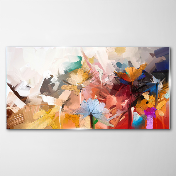 Tablou sticla Flori colorate în stil abstract