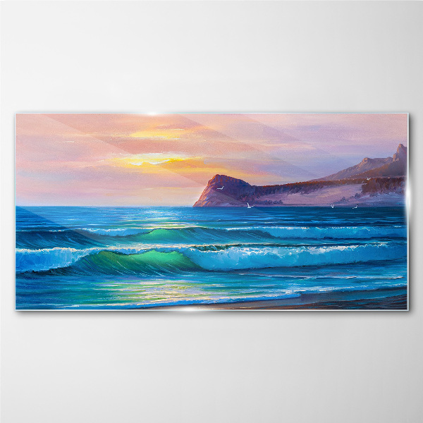 Tablou sticla O dimineață liniștită lângă ocean