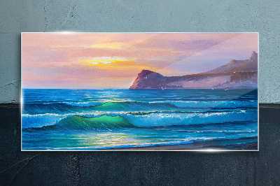 Tablou sticla O dimineață liniștită lângă ocean