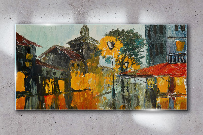 Tablou sticla Reflecția aurie a peisajului urban