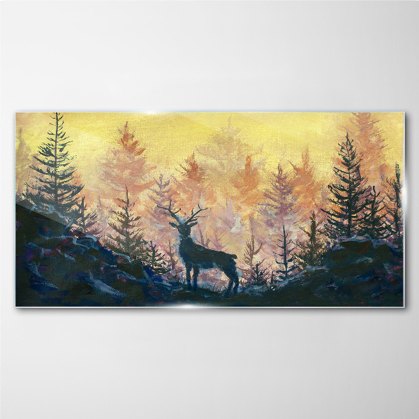 Tablou sticla Dimineața de aur în pădure