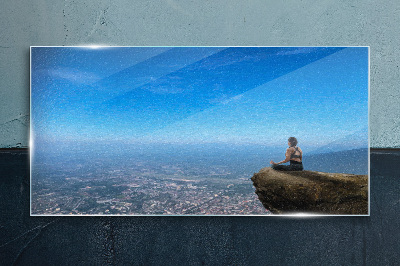 Tablou sticla Meditație pe vârful muntelui