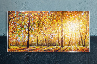 Tablou sticla Toamnă de aur în pădure