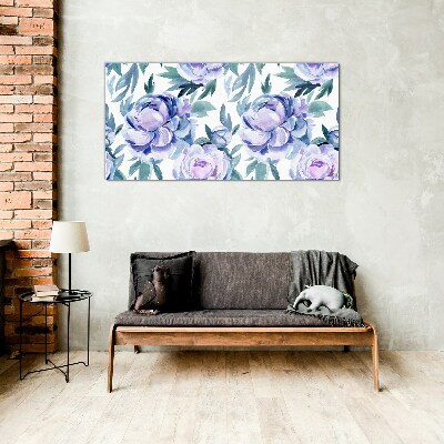 Tablou sticla Peisaj floral în nuanțe de violet