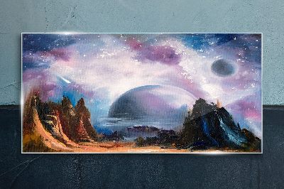Tablou sticla Peisaj spațial cu o planetă