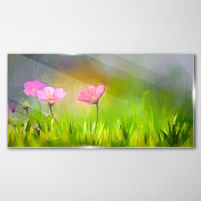 Tablou sticla Un vis floral in culori pastelate