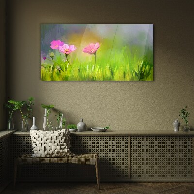Tablou sticla Un vis floral in culori pastelate