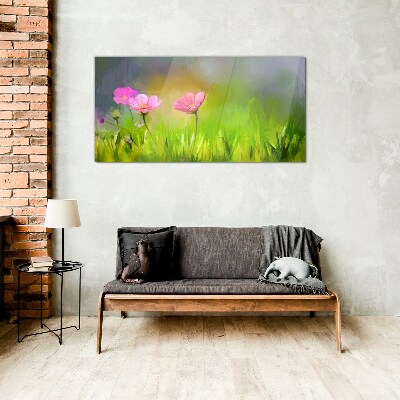Tablou sticla Un vis floral in culori pastelate