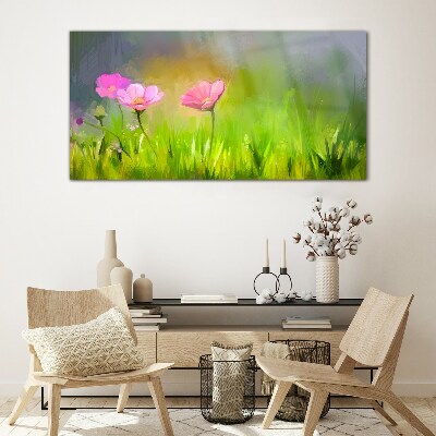 Tablou sticla Un vis floral in culori pastelate