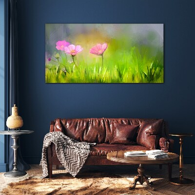 Tablou sticla Un vis floral in culori pastelate