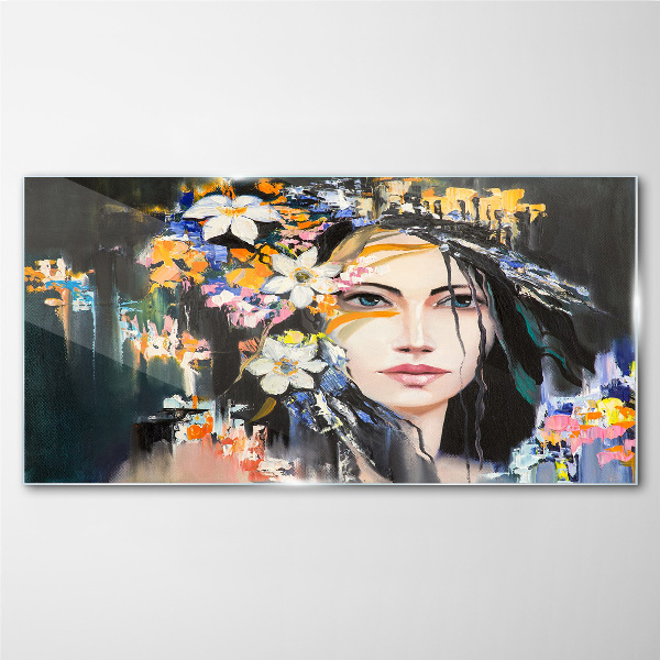 Tablou sticla Portret floral eleganta