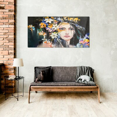Tablou sticla Portret floral eleganta