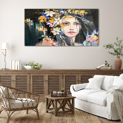 Tablou sticla Portret floral eleganta