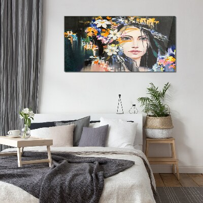 Tablou sticla Portret floral eleganta