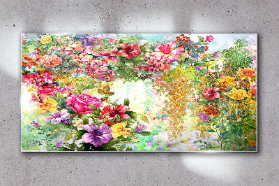 Tablou sticla Un paradis al florilor în culori pastelate
