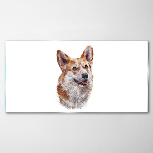 Tablou sticla Portretul unui câine Corgi vesel