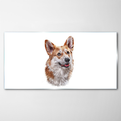Tablou sticla Portretul unui câine Corgi vesel
