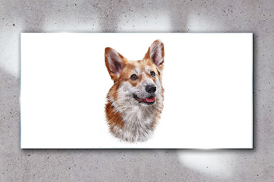 Tablou sticla Portretul unui câine Corgi vesel