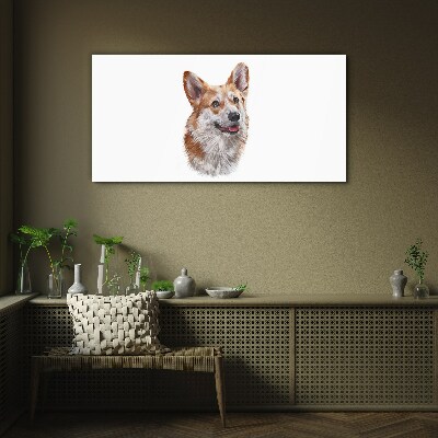 Tablou sticla Portretul unui câine Corgi vesel