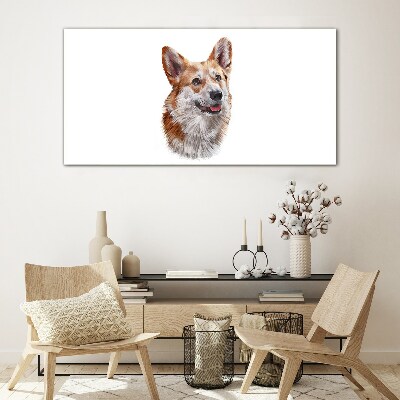 Tablou sticla Portretul unui câine Corgi vesel