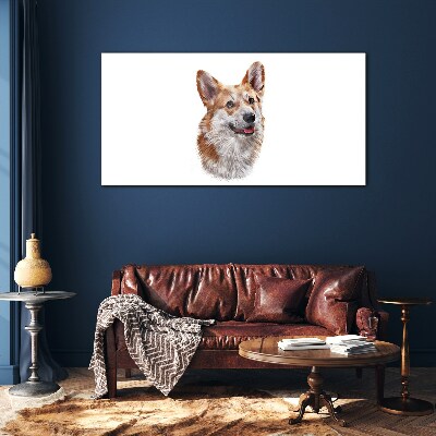 Tablou sticla Portretul unui câine Corgi vesel