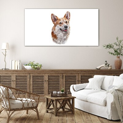 Tablou sticla Portretul unui câine Corgi vesel