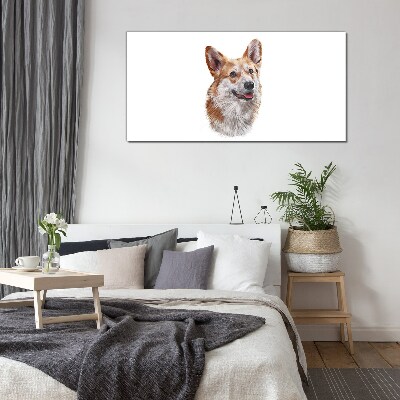 Tablou sticla Portretul unui câine Corgi vesel