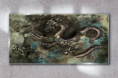 Tablou sticla Dragon în nori