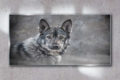 Tablou sticla Câine de lup de iarnă de iarnă