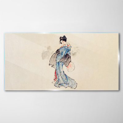 Tablou sticla Geisha în kimono tradițional
