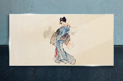 Tablou sticla Geisha în kimono tradițional