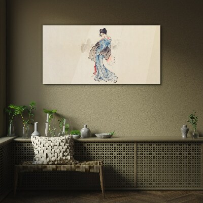 Tablou sticla Geisha în kimono tradițional