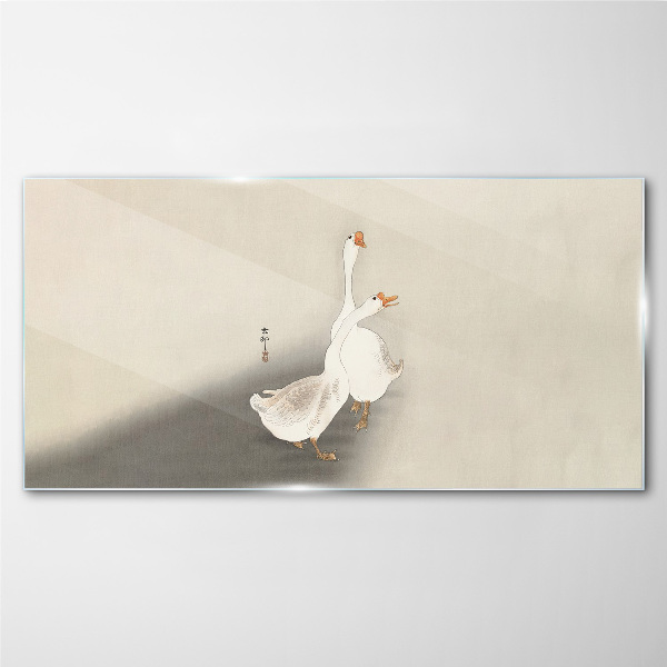 Tablou sticla Gâște pe un fundal minimalist