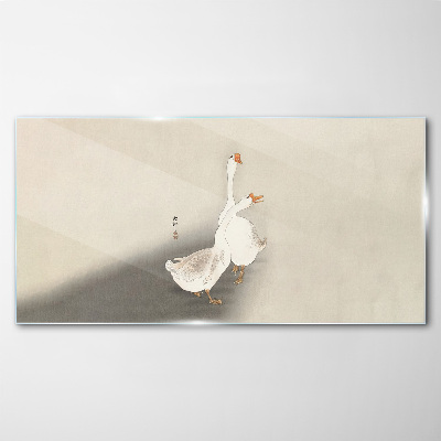 Tablou sticla Gâște pe un fundal minimalist