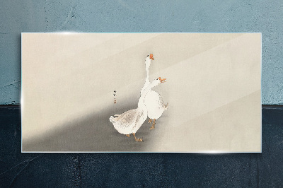 Tablou sticla Gâște pe un fundal minimalist
