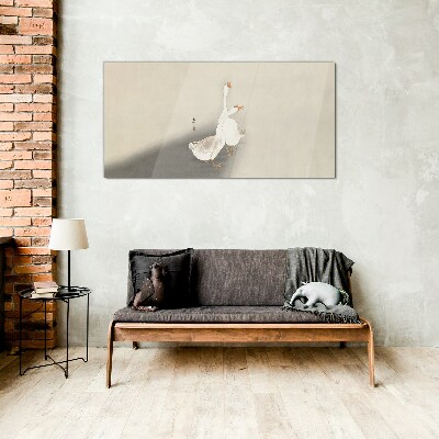 Tablou sticla Gâște pe un fundal minimalist
