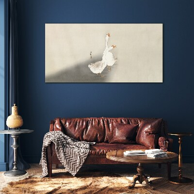 Tablou sticla Gâște pe un fundal minimalist