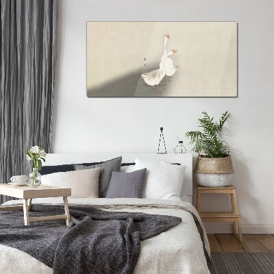 Tablou sticla Gâște pe un fundal minimalist