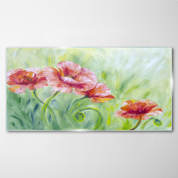 Tablou din sticla Peisaj floral in nuante pastelate