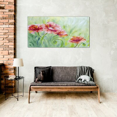 Tablou din sticla Peisaj floral in nuante pastelate