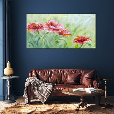 Tablou din sticla Peisaj floral in nuante pastelate