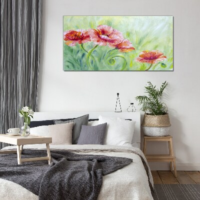 Tablou din sticla Peisaj floral in nuante pastelate