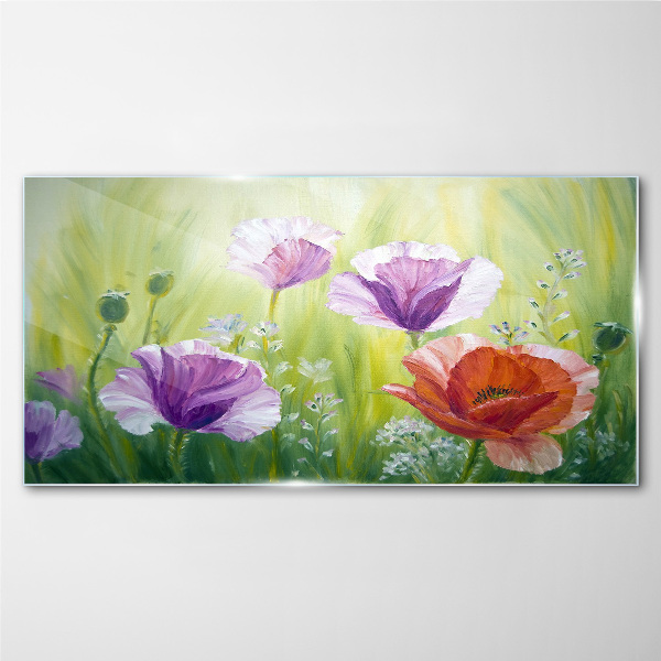Tablou sticla Gradina de flori in culori pastelate