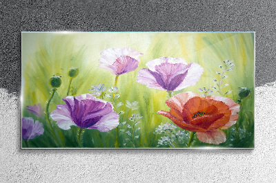 Tablou sticla Gradina de flori in culori pastelate