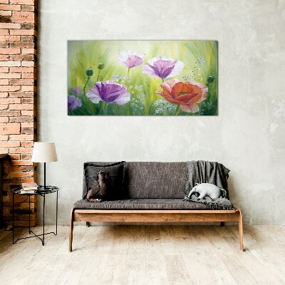 Tablou sticla Gradina de flori in culori pastelate