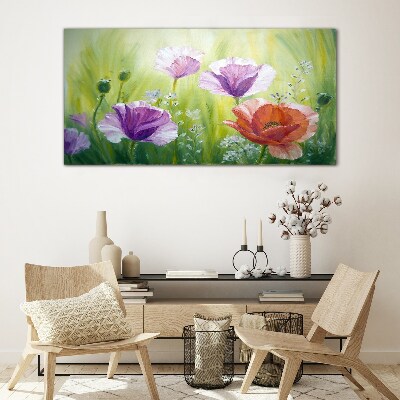 Tablou sticla Gradina de flori in culori pastelate