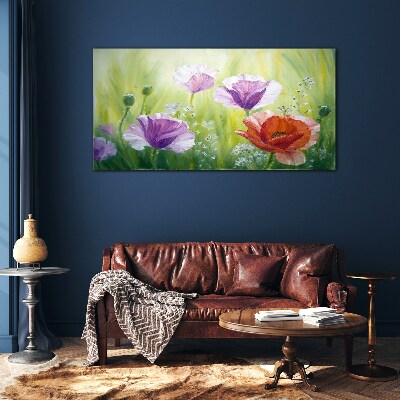 Tablou sticla Gradina de flori in culori pastelate