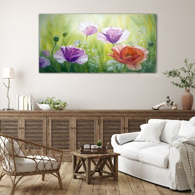Tablou sticla Gradina de flori in culori pastelate